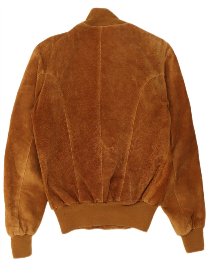 Vintage Damen Wildleder Bomberjacke UK 10 Small Brown