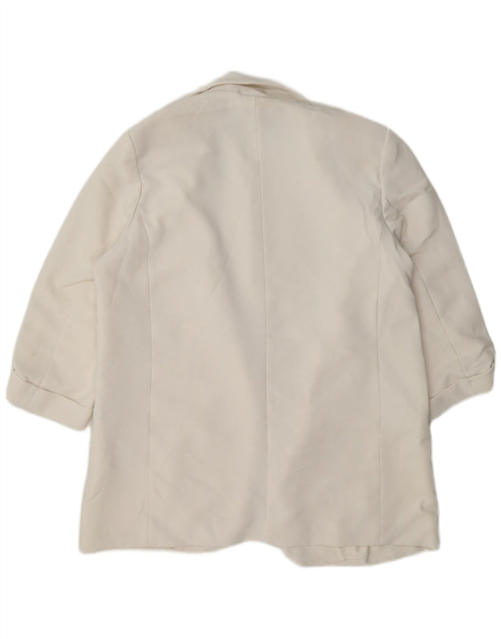 Zara Damen-Blazer mit 3/4-Ärmeln, offen, UK 18, XL, Weiß, Acetat