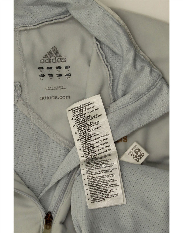 Adidas Damen Climacool Zip Neck Pullover Trainingsanzug Top UK 10 Small Grau