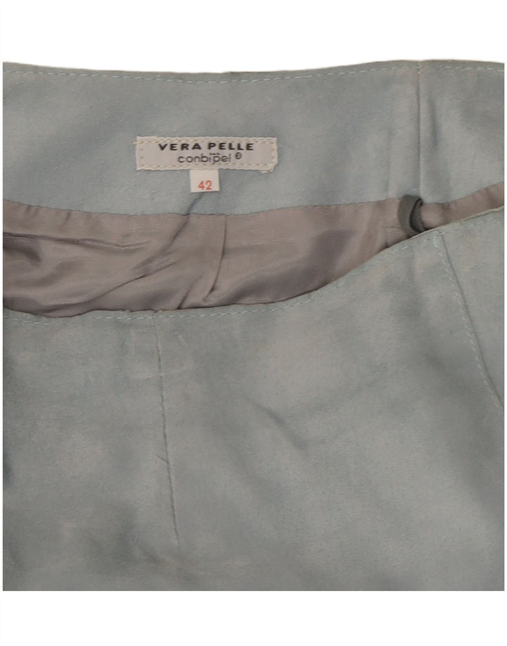 Vintage Damen Lederrock IT 42 Medium W27 Blaues Leder