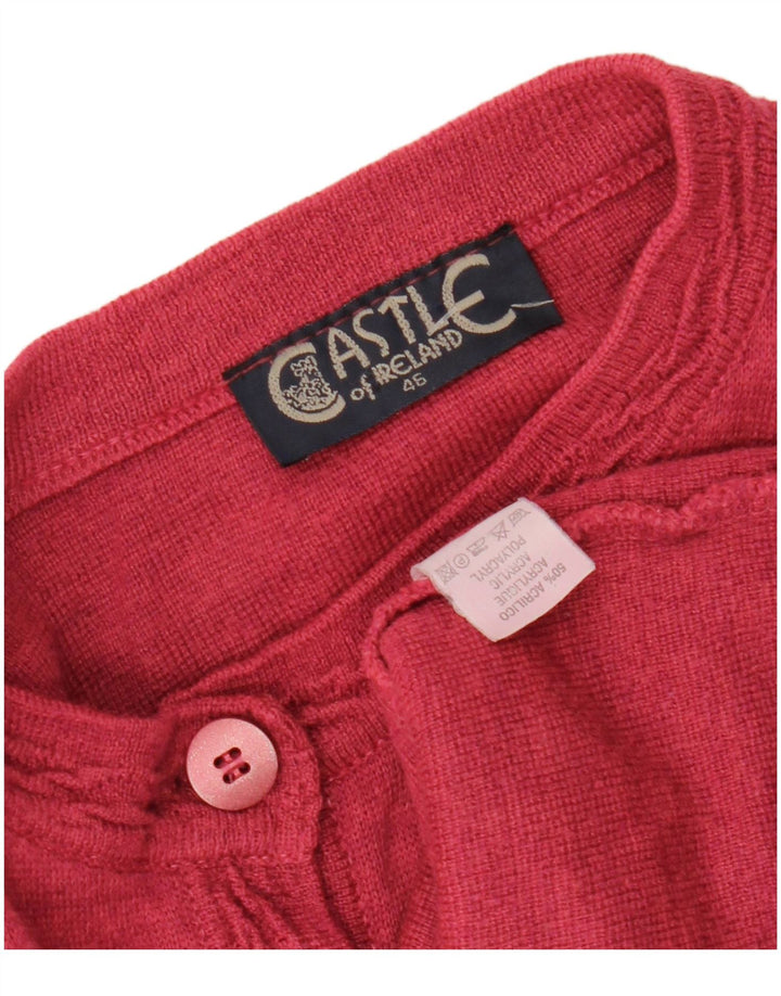 CASTLE OF IRELAND Damen-Cardigan-Pullover UK 16 Große rosa Wolle
