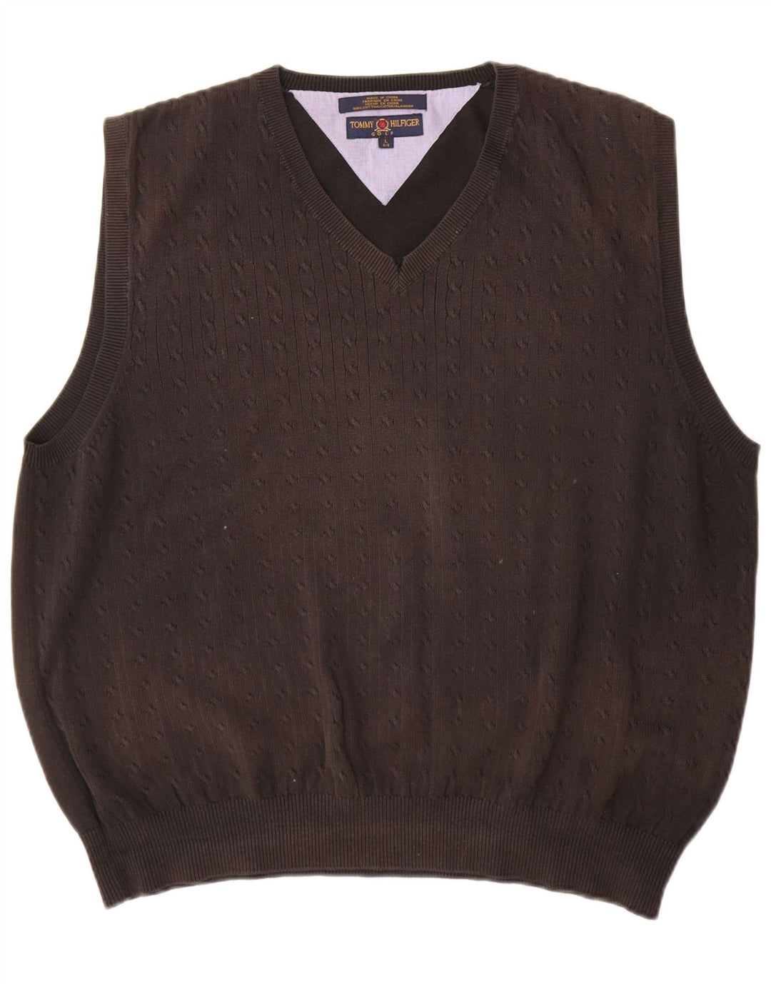 Tommy Hilfiger Herren Weste Tank Top Large Schwarz Baumwolle
