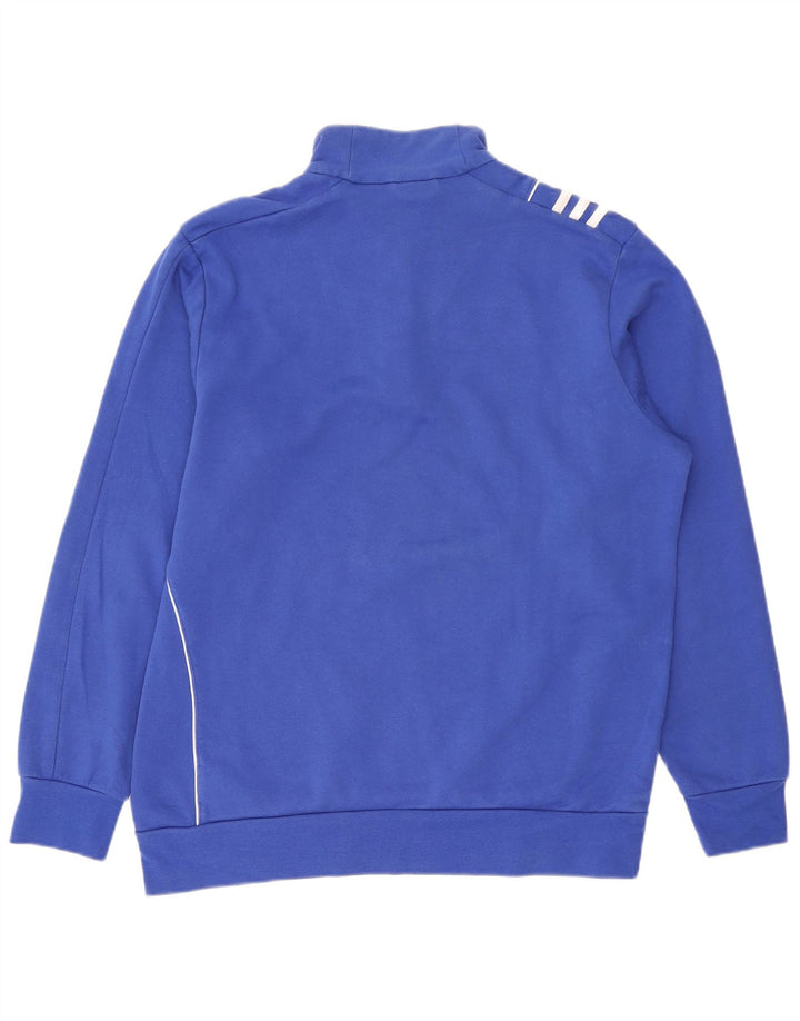 Adidas Herren-Sweatshirt mit Reißverschluss am Hals, groß, aus blauer Baumwolle