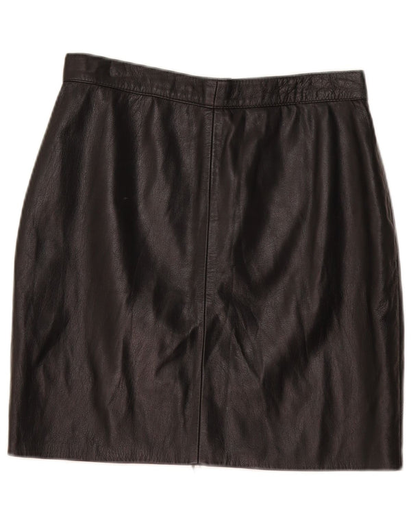 Vintage Damen Mini Lederrock W30 Medium Schwarz