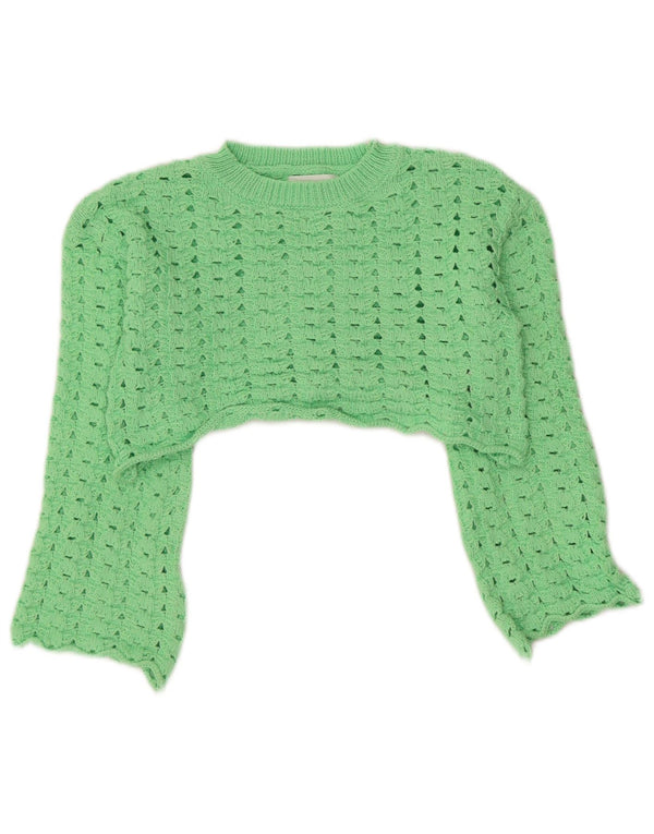 Zara Crop Pullover mit Rundhalsausschnitt für Mädchen, 8–9 Jahre, grünes Polyester