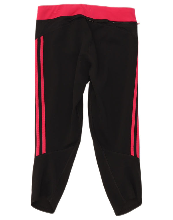 Adidas Damen Capri-Leggings UK 12 Mittelschwarzes Colourblock-Polyester