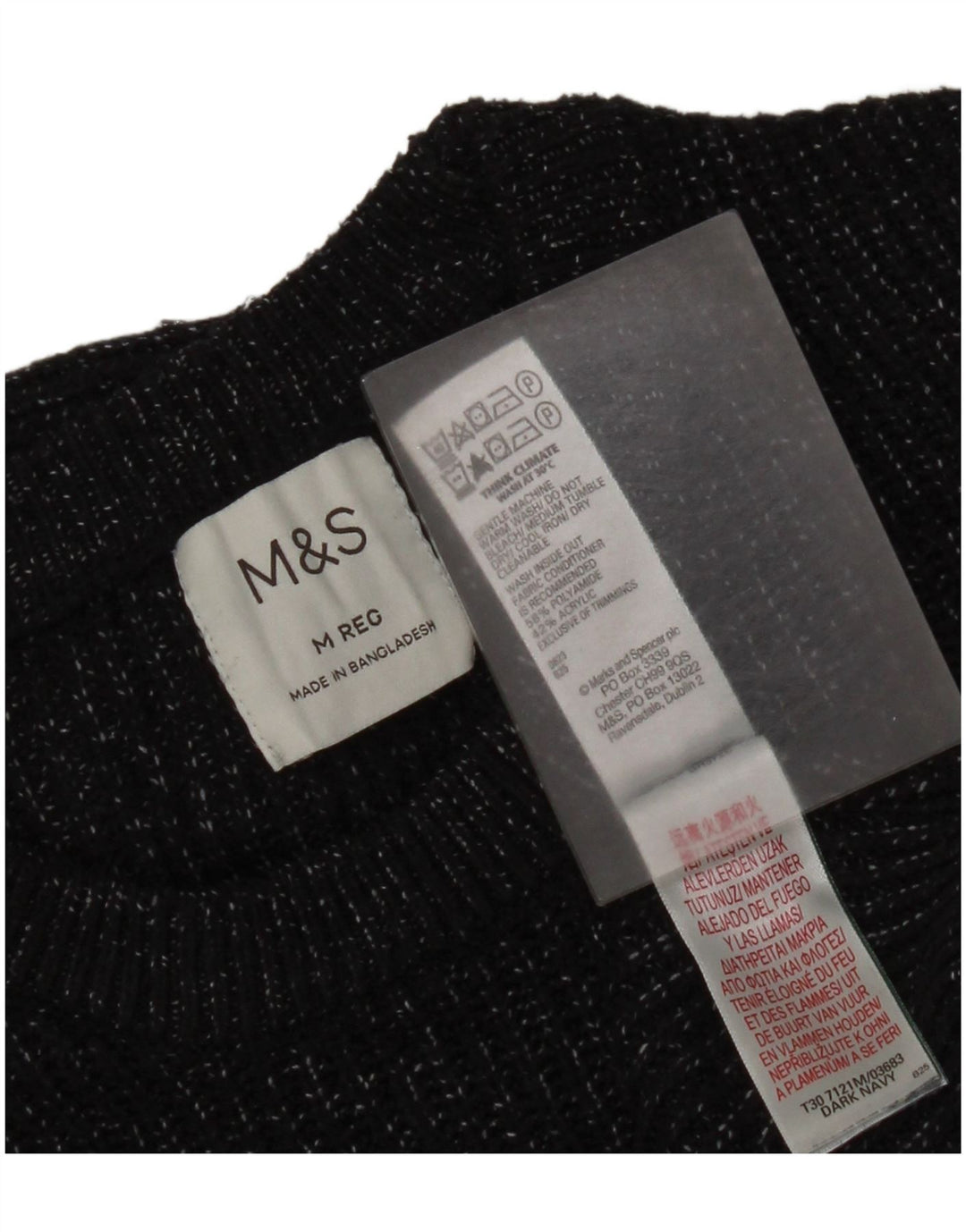 Marks & Spencer Herren-Pullover mit Rundhalsausschnitt, Mittelblau meliert