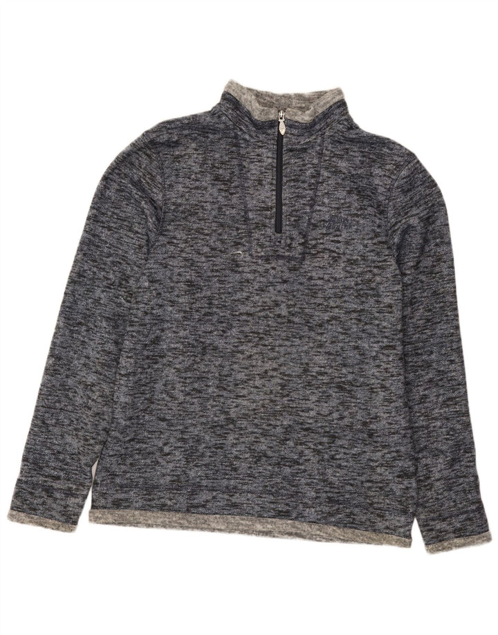 Weird Fish Herren-Sweatshirt mit Reißverschluss am Hals, Mittelblau meliertes Polyester