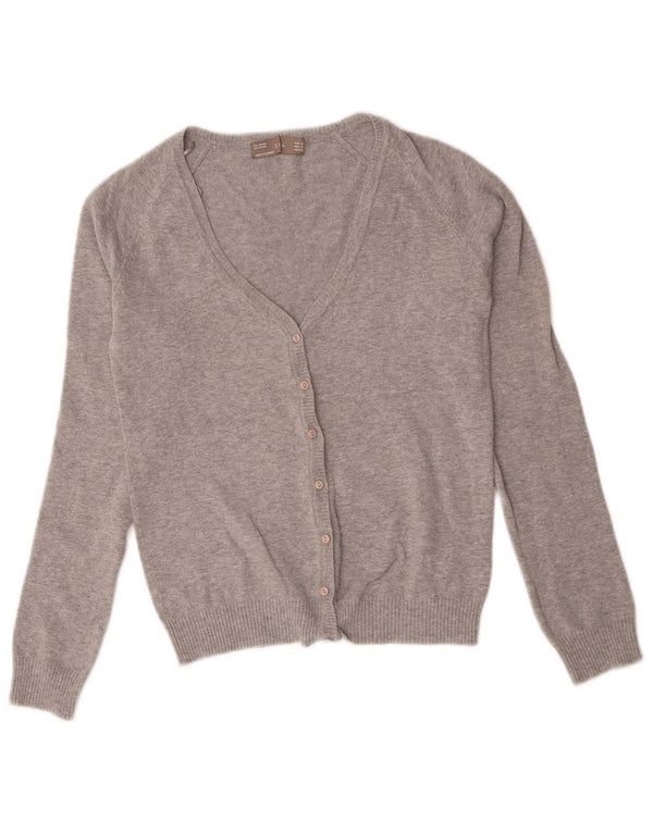 Zara Damen-Cardigan-Pullover UK 10 Small Graue Baumwolle