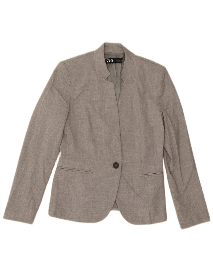 Zara Damen 1-Knopf-Blazerjacke EU 36 XS Grau