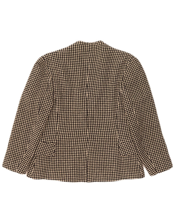 Vintage Damen 1 Knopf Blazer Jacke UK 14 Mittelschwarze Hahnentrittwolle