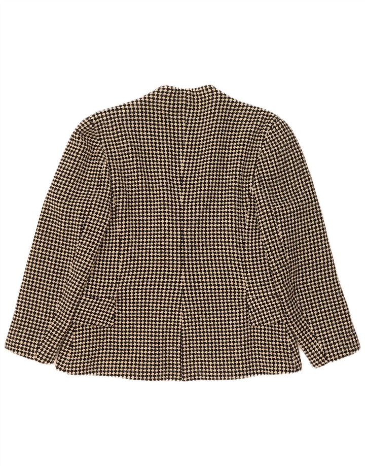Vintage Damen 1 Knopf Blazer Jacke UK 14 Mittelschwarze Hahnentrittwolle
