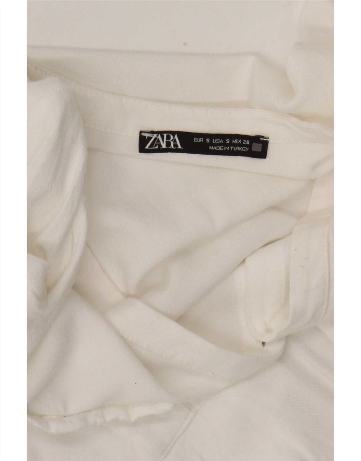 Zara Damen Hemdbluse UK 10 Small Weiß