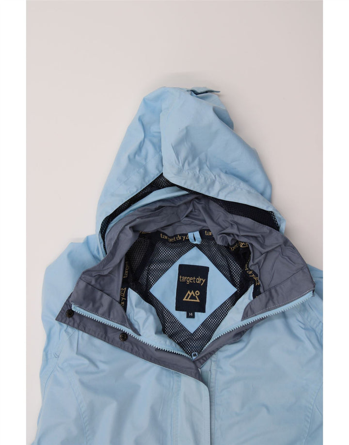 TARGET DRY Womens Hooded Rain Jacket UK 14 Large  Blue Polyester Vintage Target Dry and Second-Hand Target Dry from Messina Hembry 
