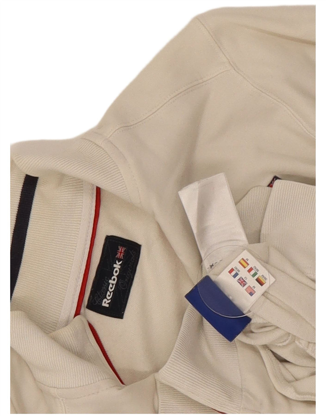 Reebok Damen-Trainingsanzug-Topjacke, UK 12, mittelweiße Baumwolle