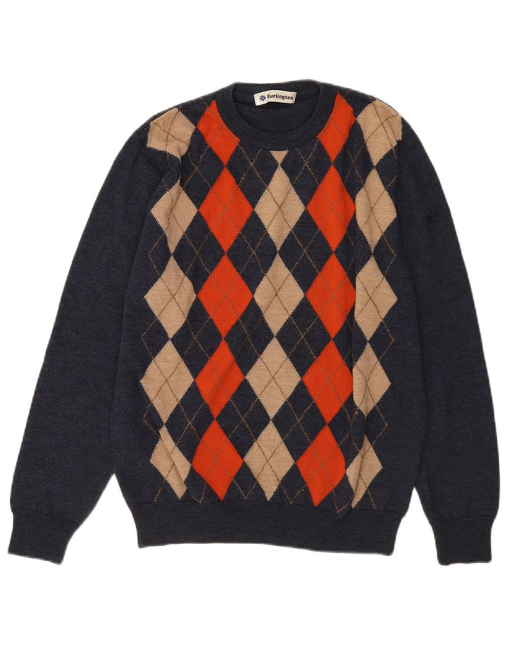 Burlington Herren-Pullover mit Rundhalsausschnitt, Größe 48, mittleres Marineblau