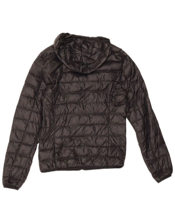 Emporio Armani Damen Wattierte Jacke mit Kapuze UK 6 XS Schwarz Polyamid