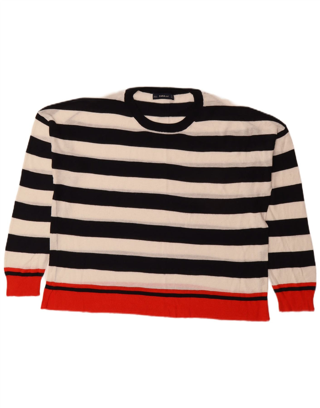 Zara Damen-Pullover mit Rundhalsausschnitt, Gr. 42, groß, mehrfarbig, gestreift