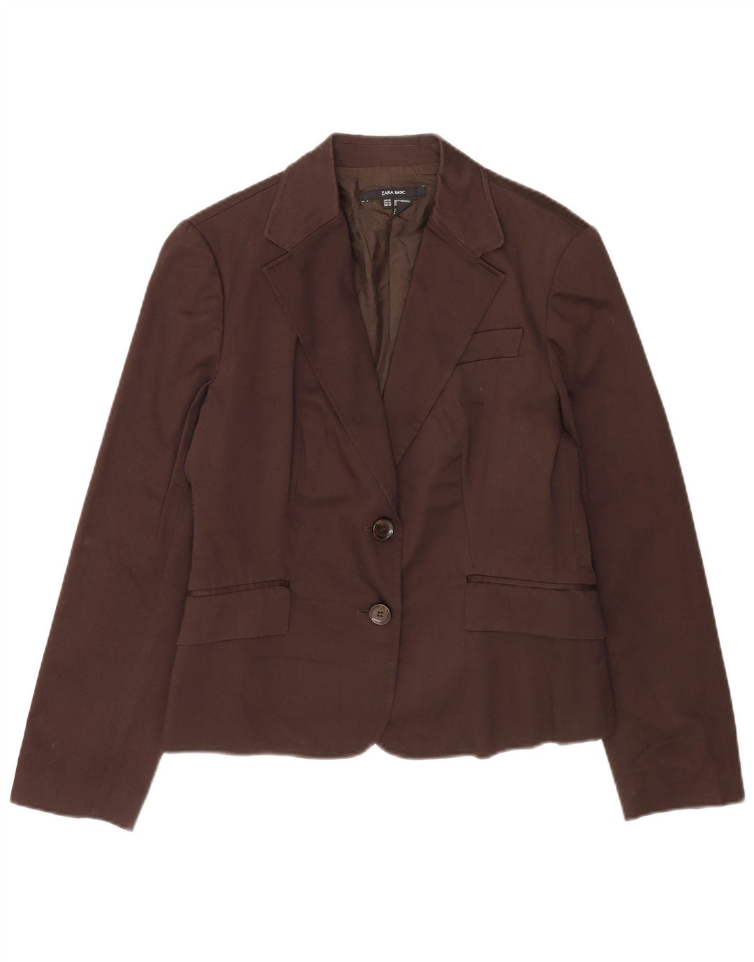 Zara Damen 2-Knopf-Blazerjacke UK 18 XL Braune Baumwolle