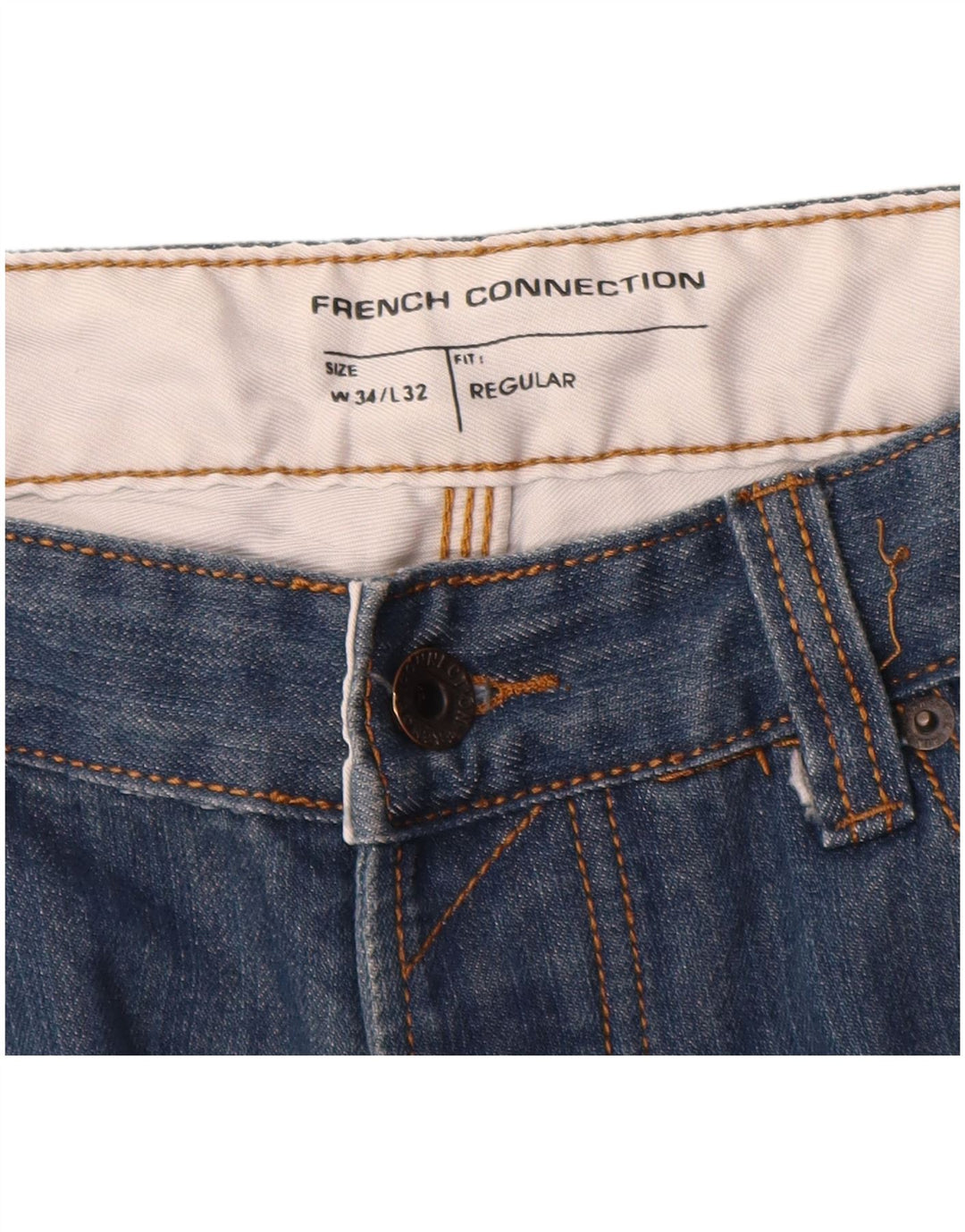 French Connection Herren-Jeans, reguläre Passform, gerade Passform, W34, L32, Blau, Baumwolle