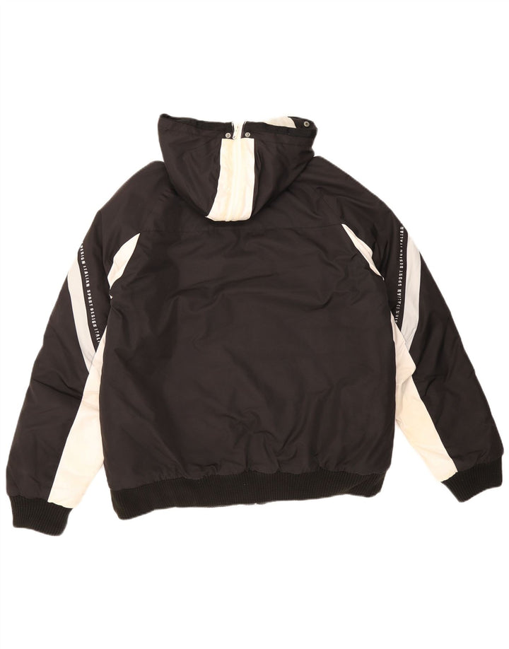 Lotto wattierte Herrenjacke mit Kapuze, UK 40, Größe L, Schwarz, Colourblock-Polyester