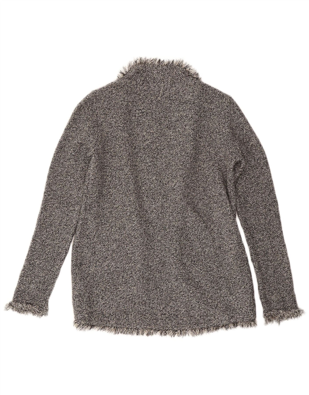 ZARA Offener Damen-Cardigan-Pullover UK 12 Mittelgrau gefleckte Viskose