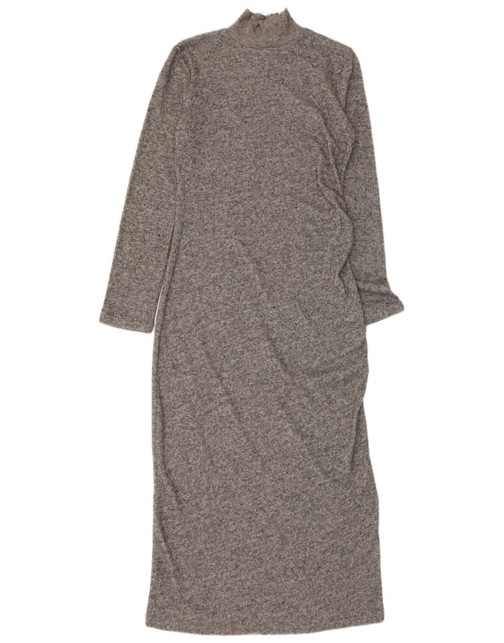 ZARA Maxi-Pulloverkleid für Damen, Gr. 44, groß, grau geflecktes Polyester