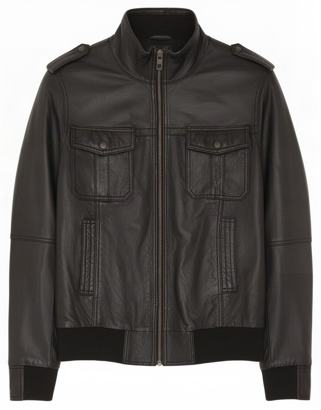 Bench Herren Militärlederjacke UK 38 Medium Schwarz