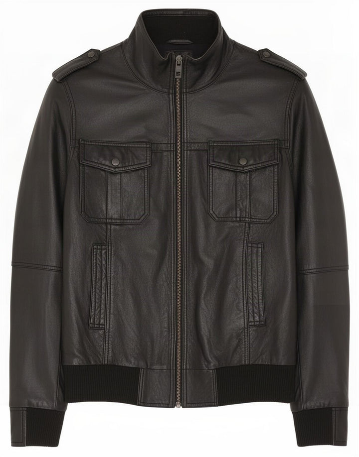 Bench Herren Militärlederjacke UK 38 Medium Schwarz