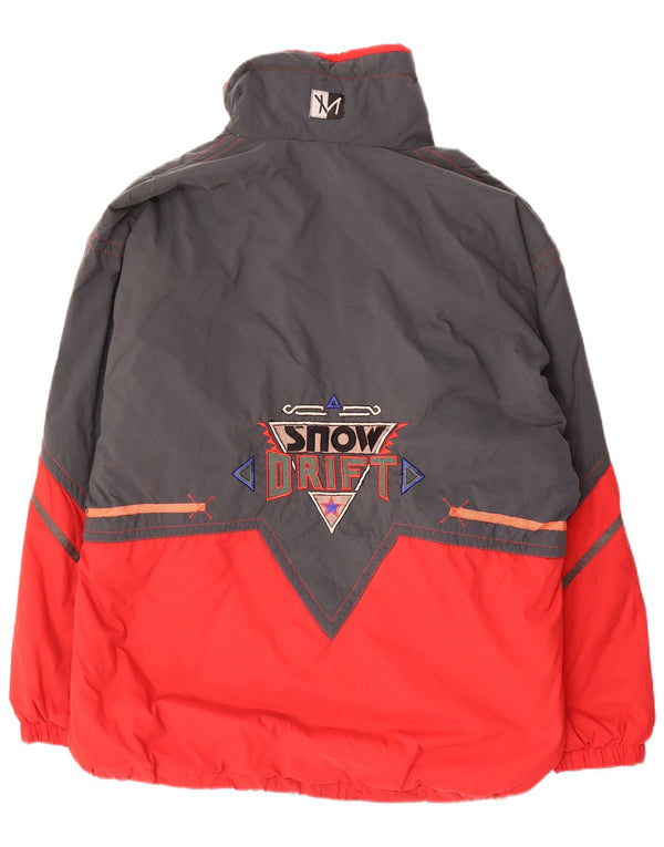 Vintage Herren-Windbreaker-Jacke mit Grafik, UK 40, Größe L, Rot, Farbblock
