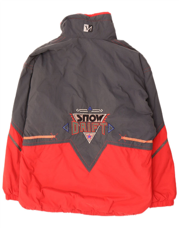 Vintage Herren-Windbreaker-Jacke mit Grafik, UK 40, Größe L, Rot, Farbblock