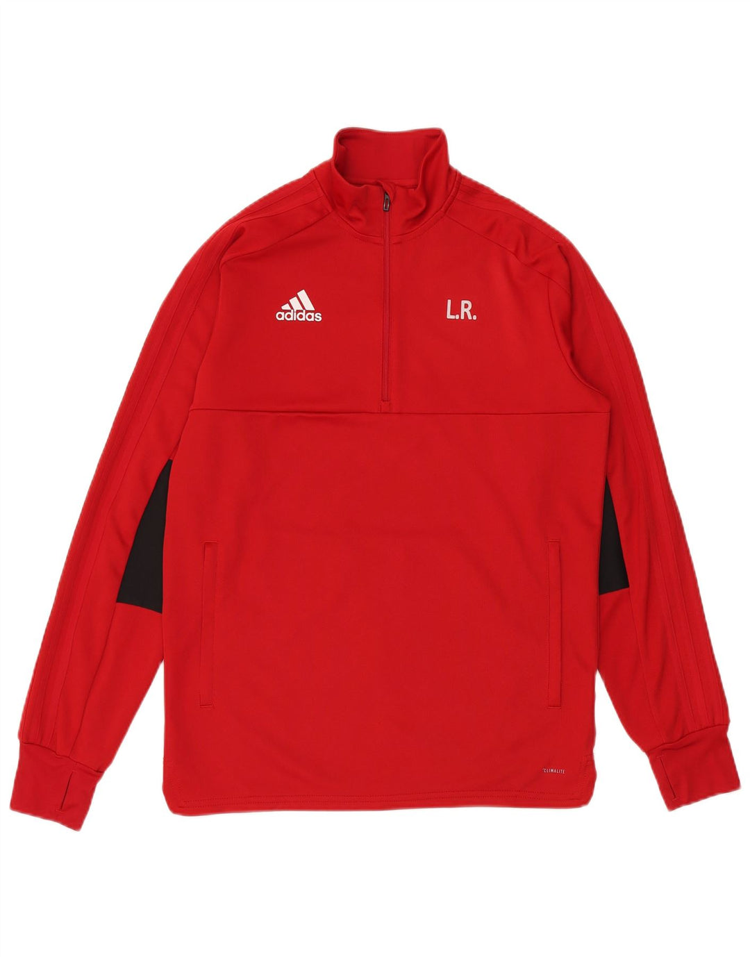 Adidas Herren Graphic Zip Neck Pullover Trainingsanzug Top Mittelrotes Polyester