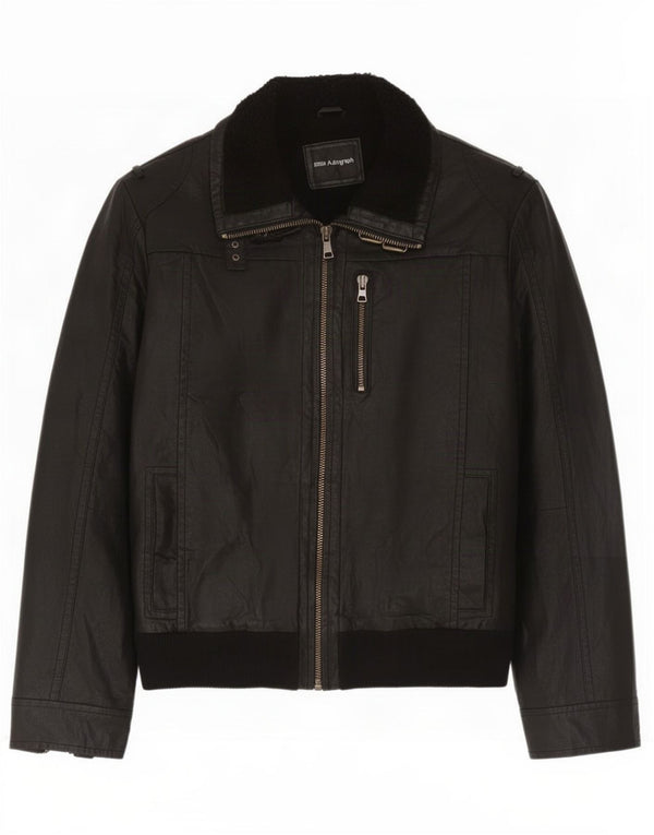 Marks & Spencer Herren Autograph Sherpa Lederjacke UK 42 XL Schwarz
