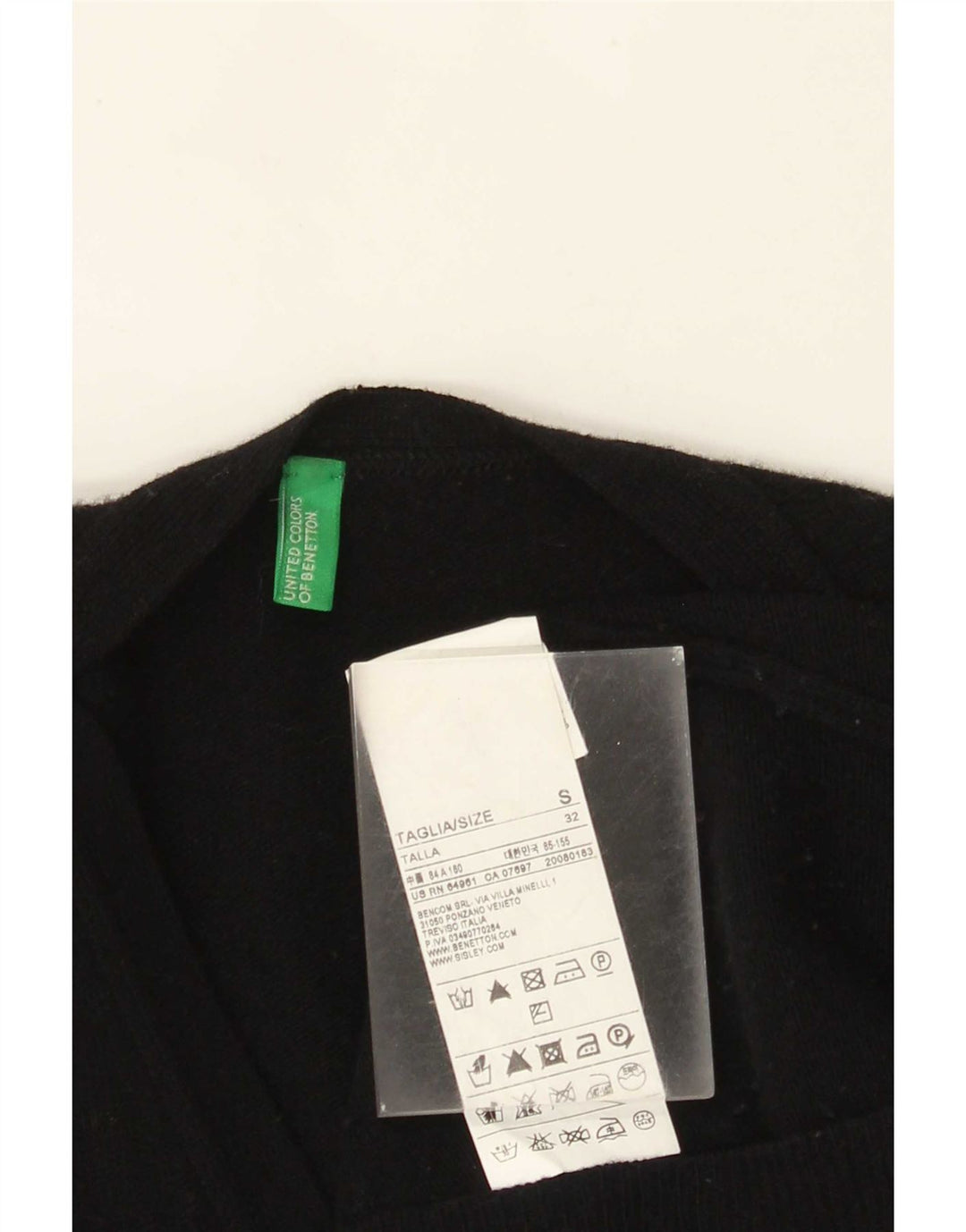 Benetton Damen-Cardigan-Pullover UK 10 Small Schwarze Wolle