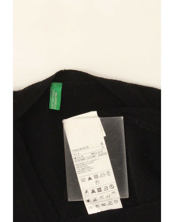 Benetton Damen-Cardigan-Pullover UK 10 Small Schwarze Wolle