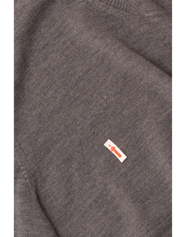 Gap Herren-Pullover mit V-Ausschnitt aus mittelgrau gefleckter Merinowolle