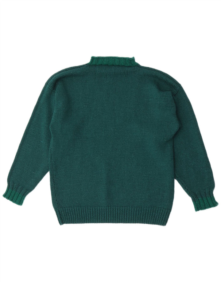Vintage Herren Rollkragenpullover Pullover mittelgrün geometrisch