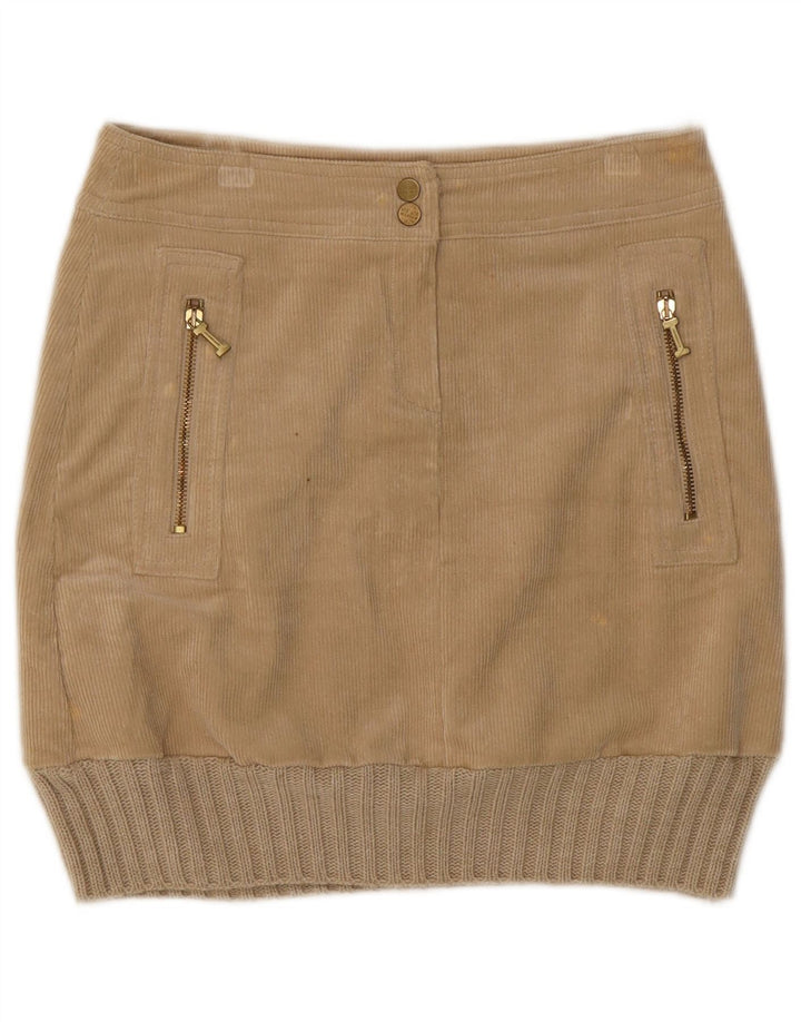 Iceberg Damen Mini-Cordrock W28 Mittelbeige Baumwolle