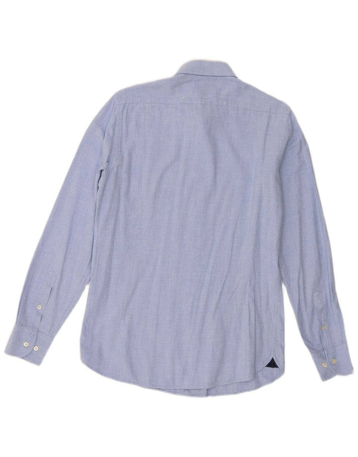 Massimo Dutti Herrenhemd, klein, aus blauer Baumwolle
