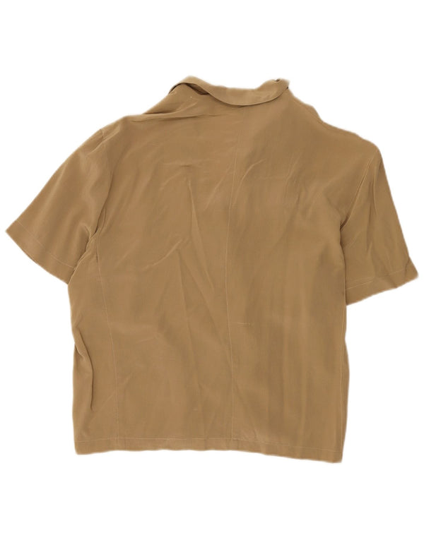 Genny Damen-Kurzarm-Hemdbluse, UK 16, Größe L, Beige, Seide