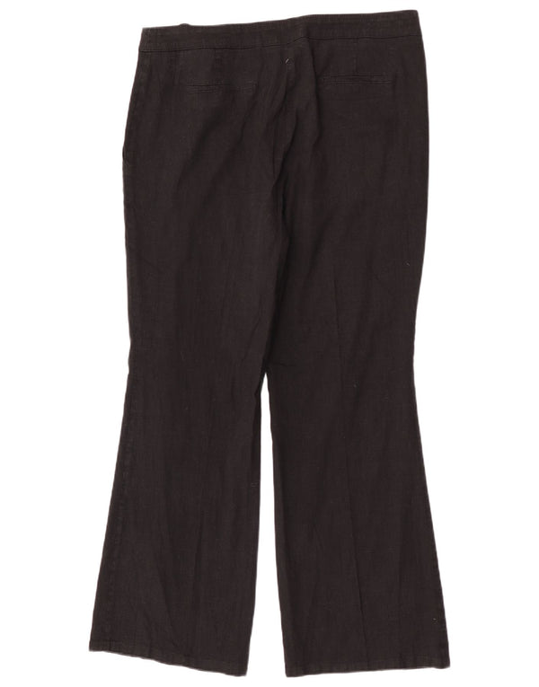 Marks & Spencer Damen Bootcut Freizeithose UK 18 XL W34 L30 Schwarzes Leinen