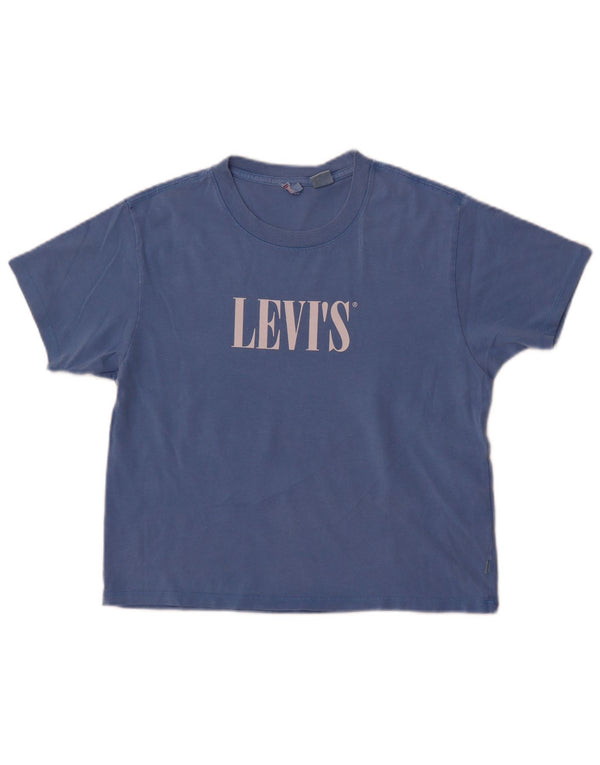 Levi's Damen-T-Shirt mit übergroßem Grafikmotiv, Größe UK 6, XS, Blau, Baumwolle