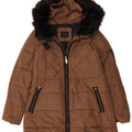 Zara Damen Kapuzenmantel, gepolstert, UK 16, Größe L, braun, Polyester