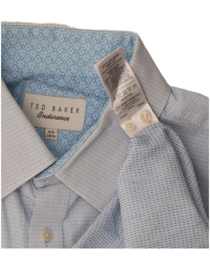 Ted Baker Herrenhemd, Größe 17 1/2 XL, blau gepunktete Baumwolle