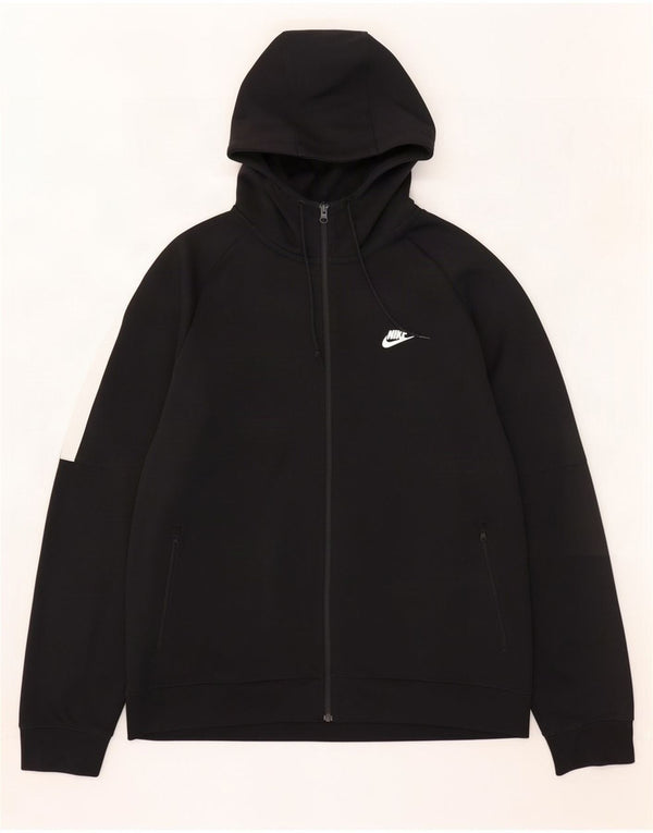 Nike Herren-Kapuzenpullover mit Reißverschluss, 2XL, schwarzes Colourblock-Polyester