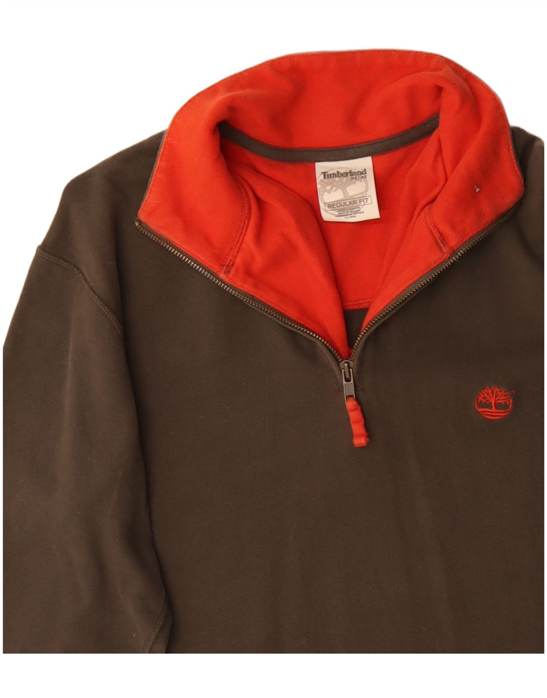 TIMBERLAND Herren-Trainingsanzug-Oberteil mit normaler Passform und Reißverschluss am Hals, Mittelkhaki