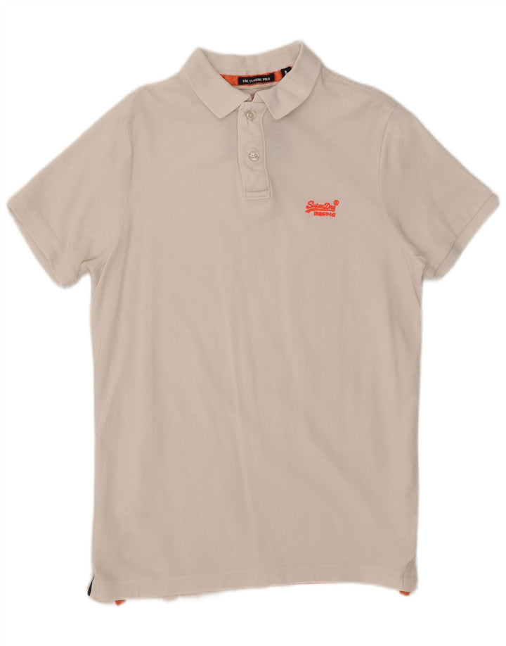 Superdry Herren-Poloshirt, große weiße Baumwolle