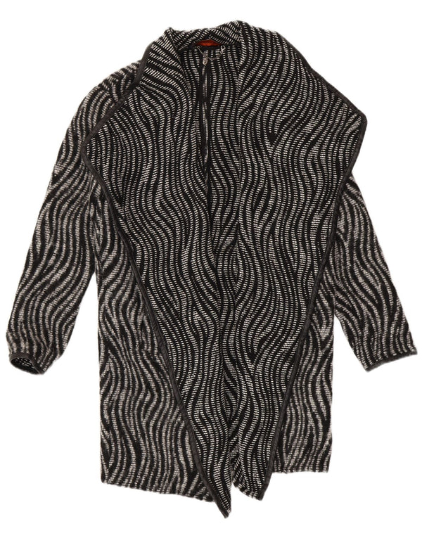 Trussardi Jeans Damen Strickmantel IT 40 Small Black Animal Print