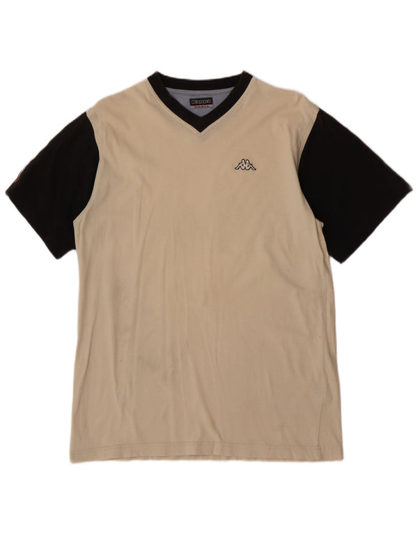 Kappa Herren T-Shirt Top Small Beige Colourblock Baumwolle