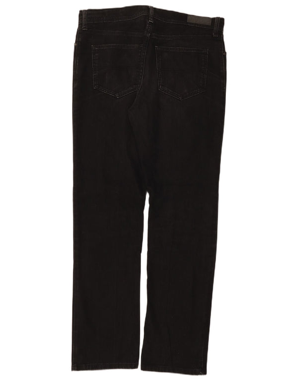 Marks & Spencer Herren Regular Straight Jeans W34 L33 Schwarze Baumwolle